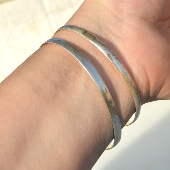 Opalite Bracelet Silver Plated 2 Cuffs Set Boho - Picture 6 of 6